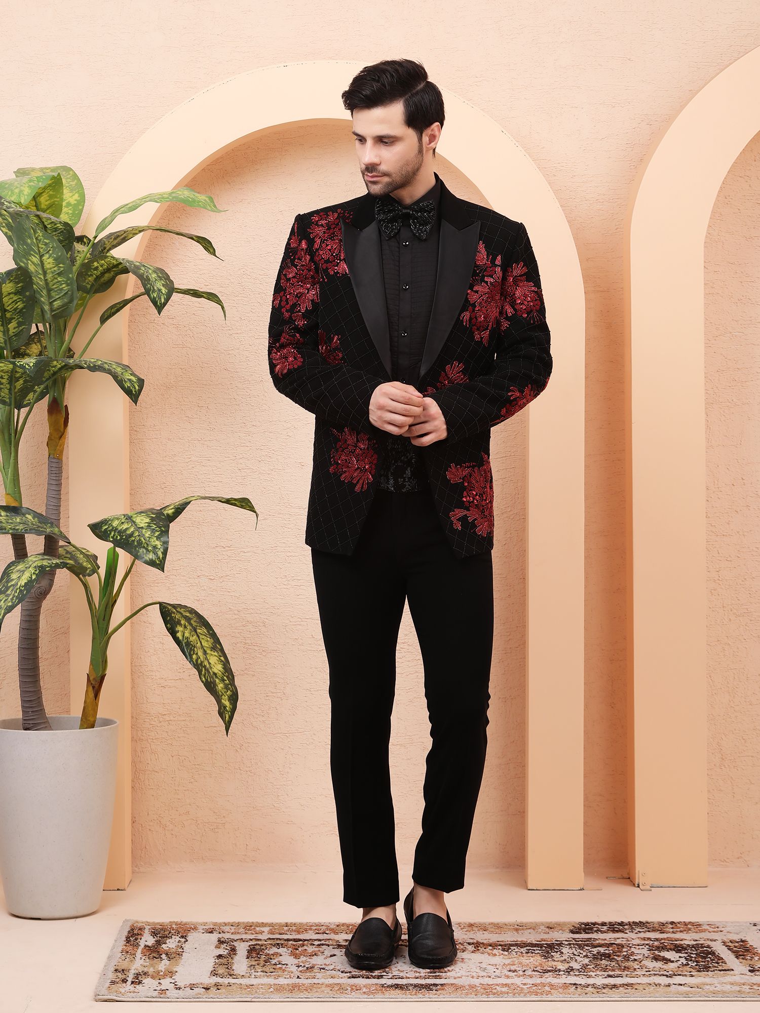 SCARLET NOIR – HAND EMBROIDERED DESIGNER TUXEDO