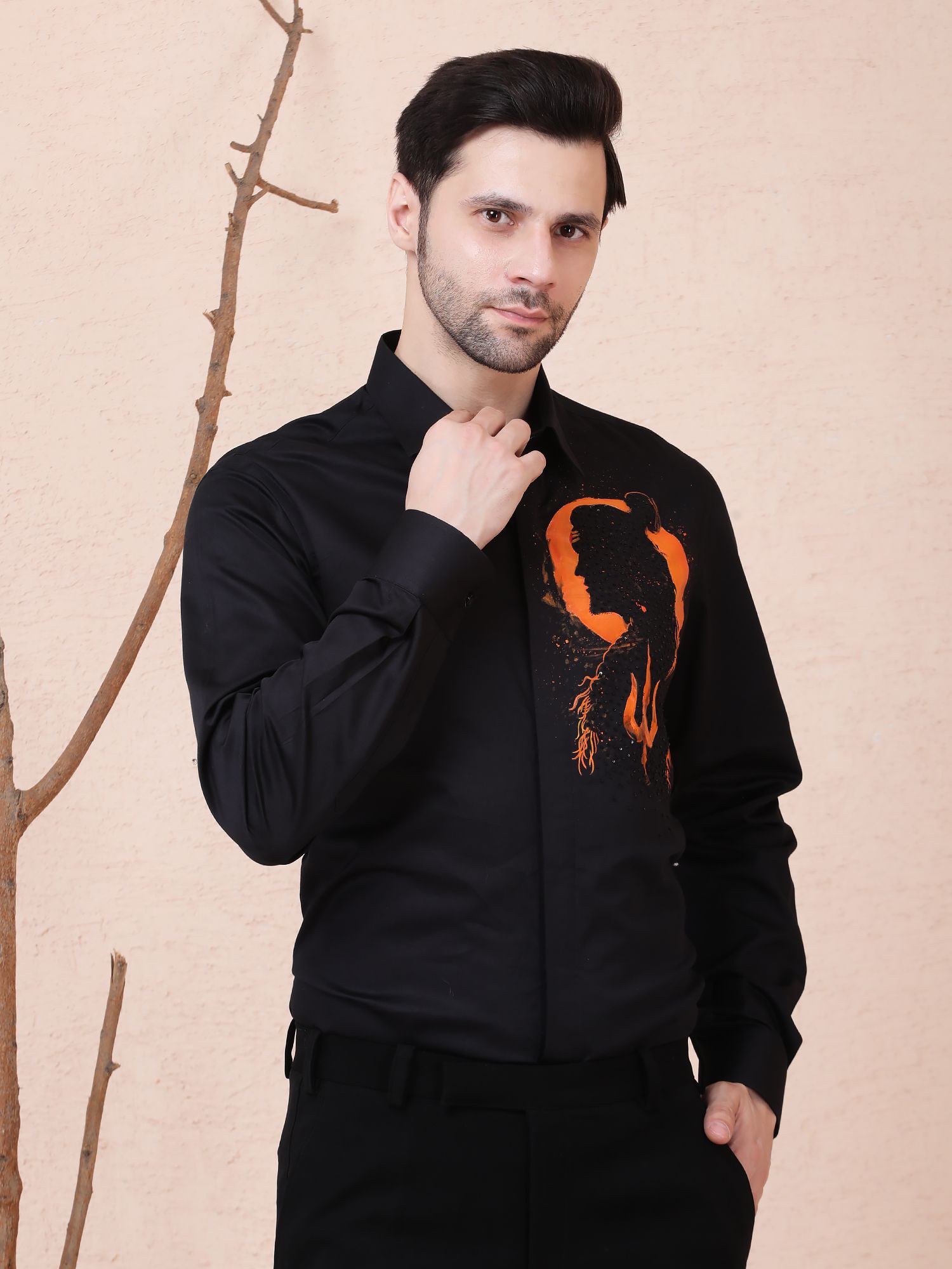AURA (SHIVA) HAND-PAINTED DESIGNER SHIRT – BLACK