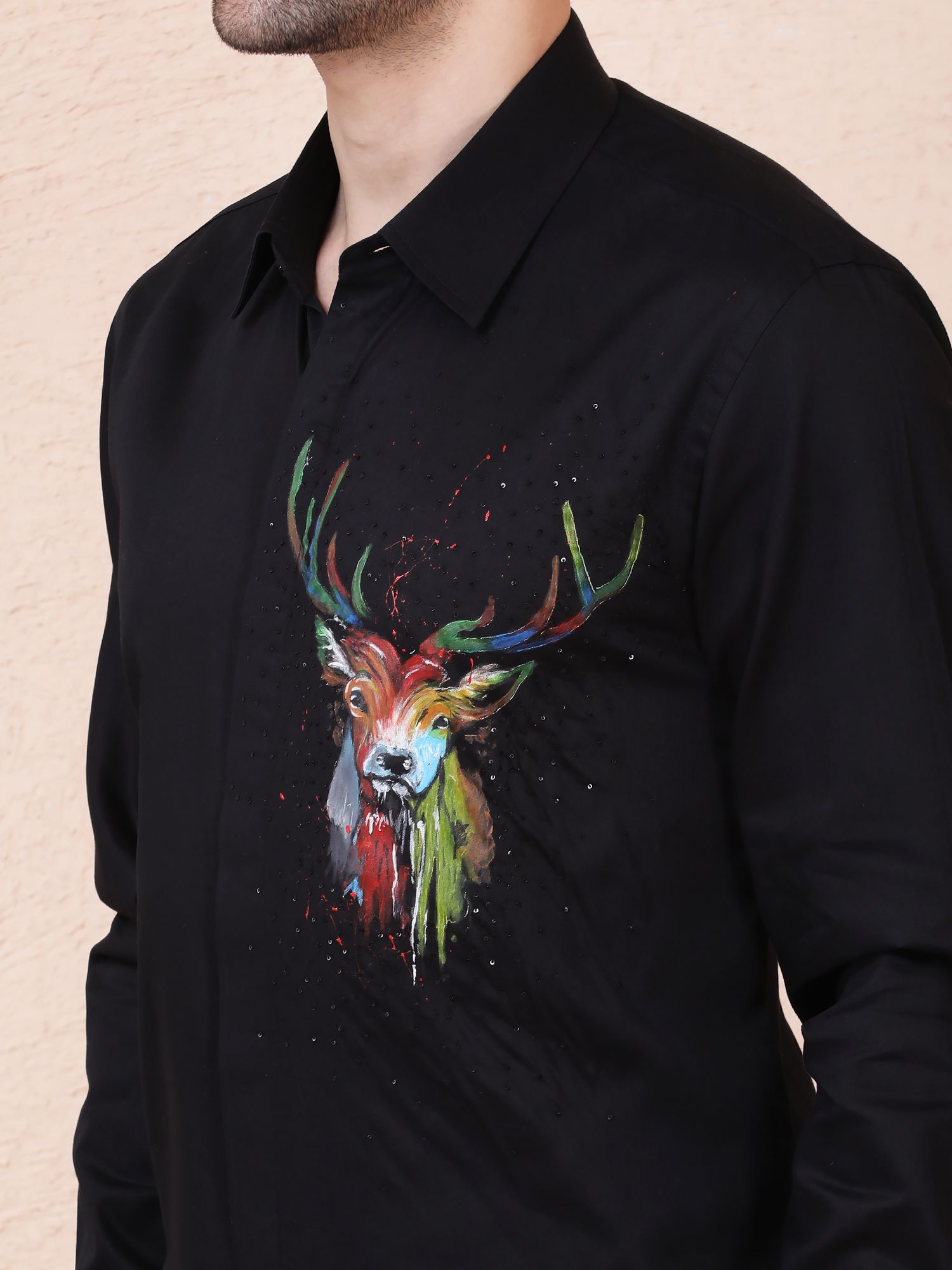 CERVO COLORATO (STAG) – DESIGNER SHIRT – BLACK