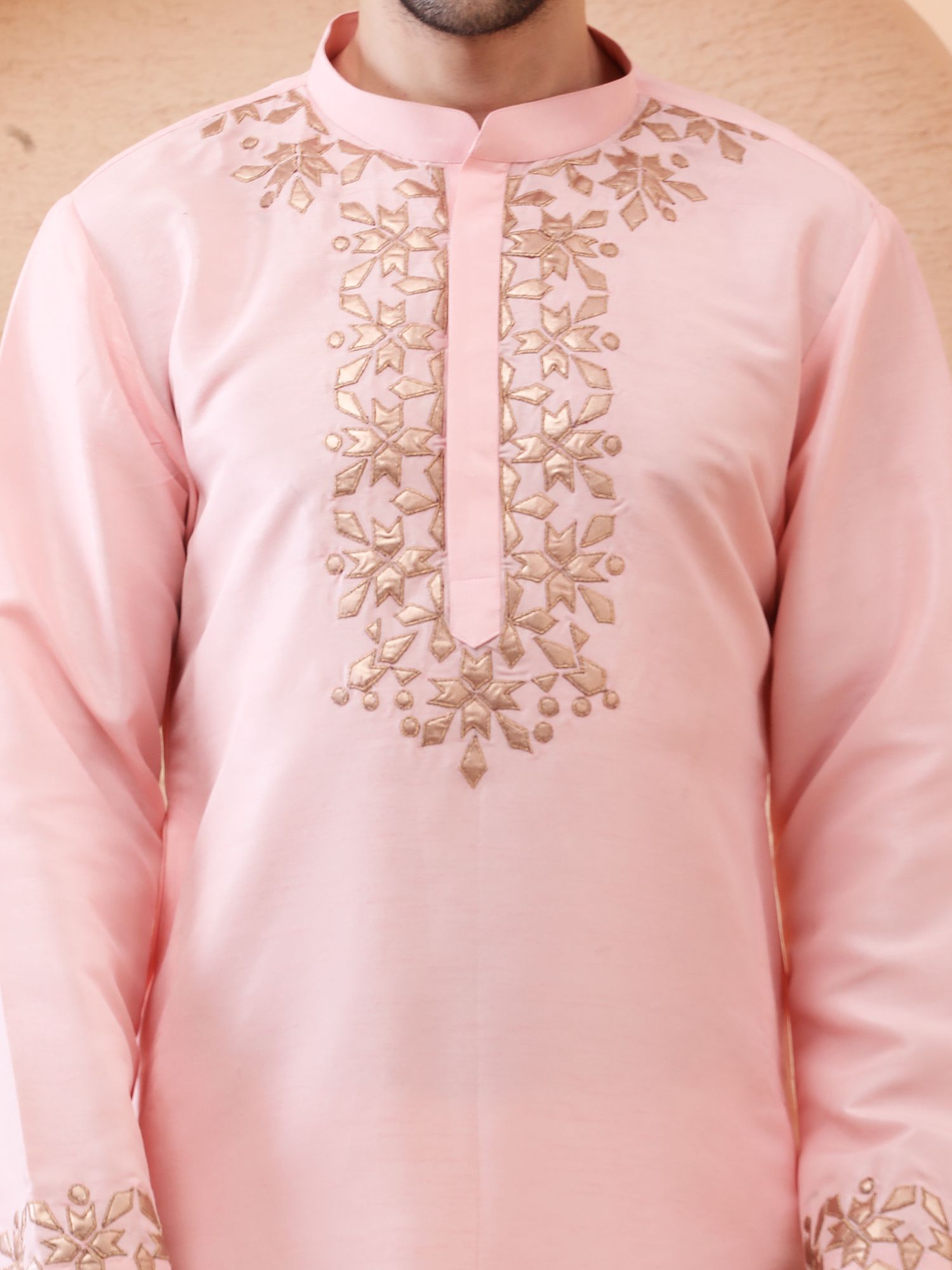 NAQSH – APPLIQUÉ DESIGNER KURTA – POWDER PINK