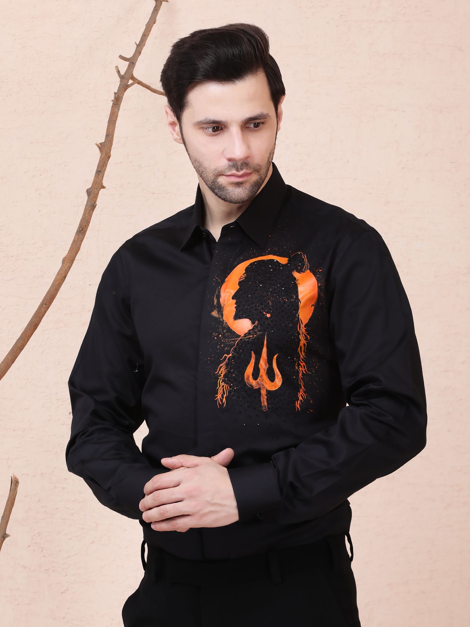 AURA (SHIVA) HAND-PAINTED DESIGNER SHIRT – BLACK