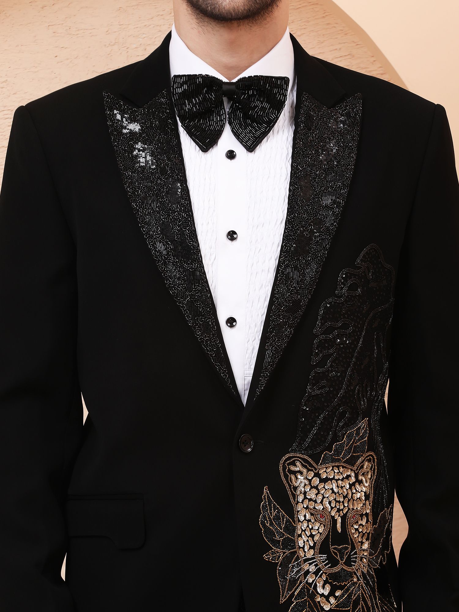 THE TIGER – HAND EMBROIDERED DESIGNER TUXEDO – BLACK