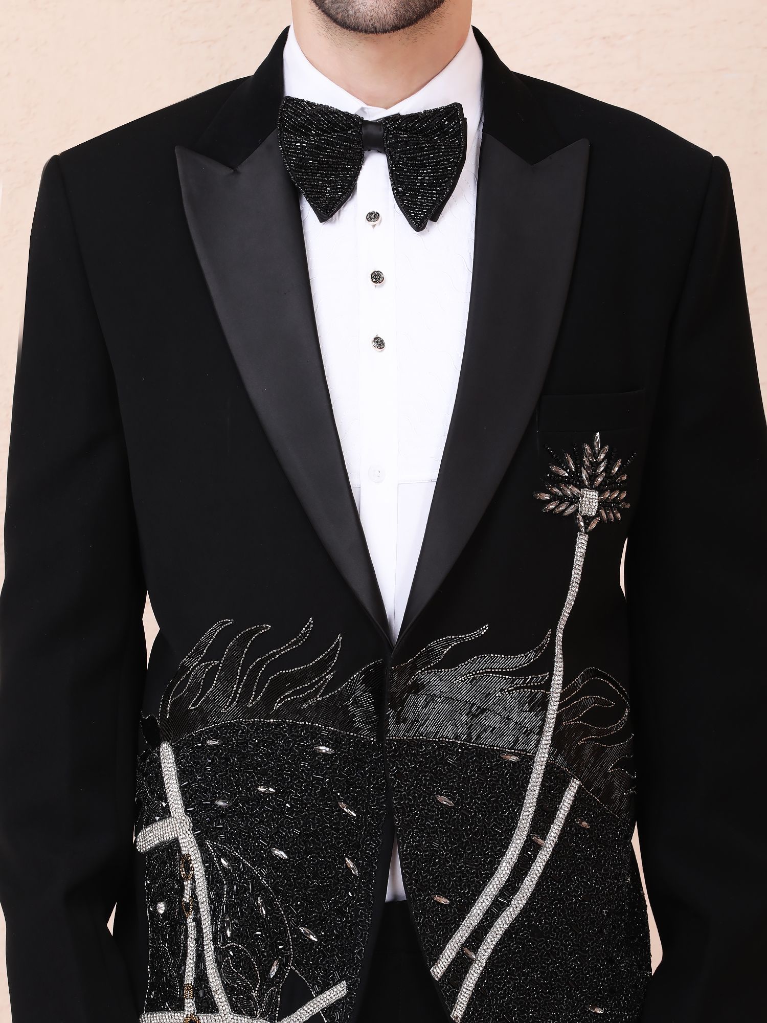 ASHVA (HORSE) – HAND EMBROIDERED DESIGNER TUXEDO – BLACK