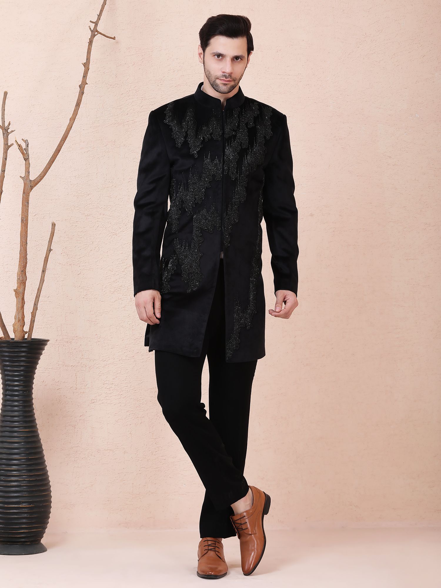 ANANT AAKASH HAND EMBELLISHED INDO-WESTERN – BLACK