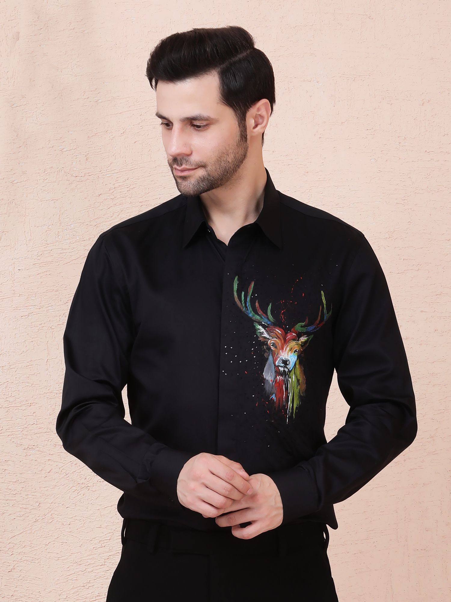 CERVO COLORATO (STAG) – DESIGNER SHIRT – BLACK
