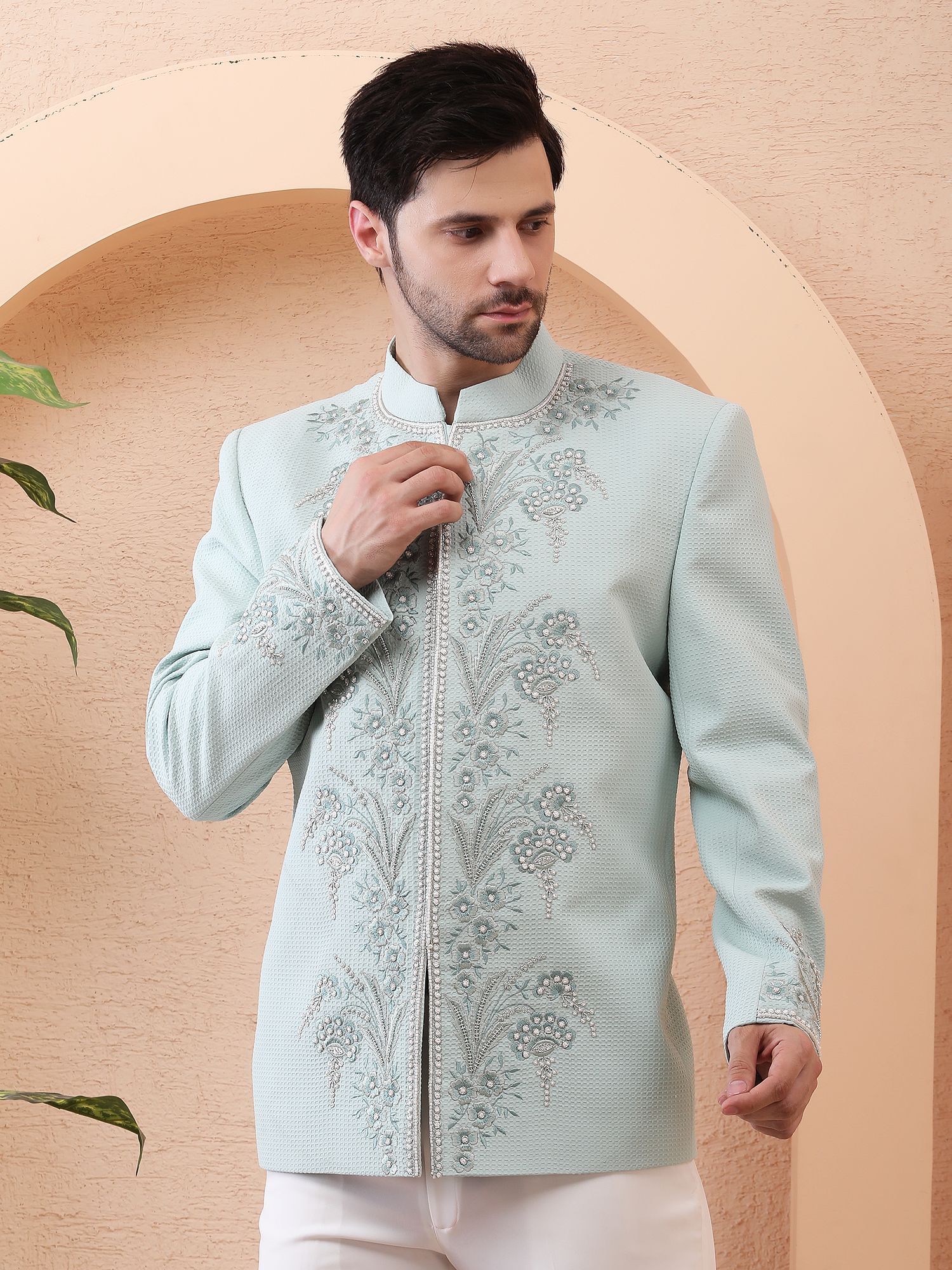 NOOR-E-GUL HAND-EMBROIDERED BANDHGALA