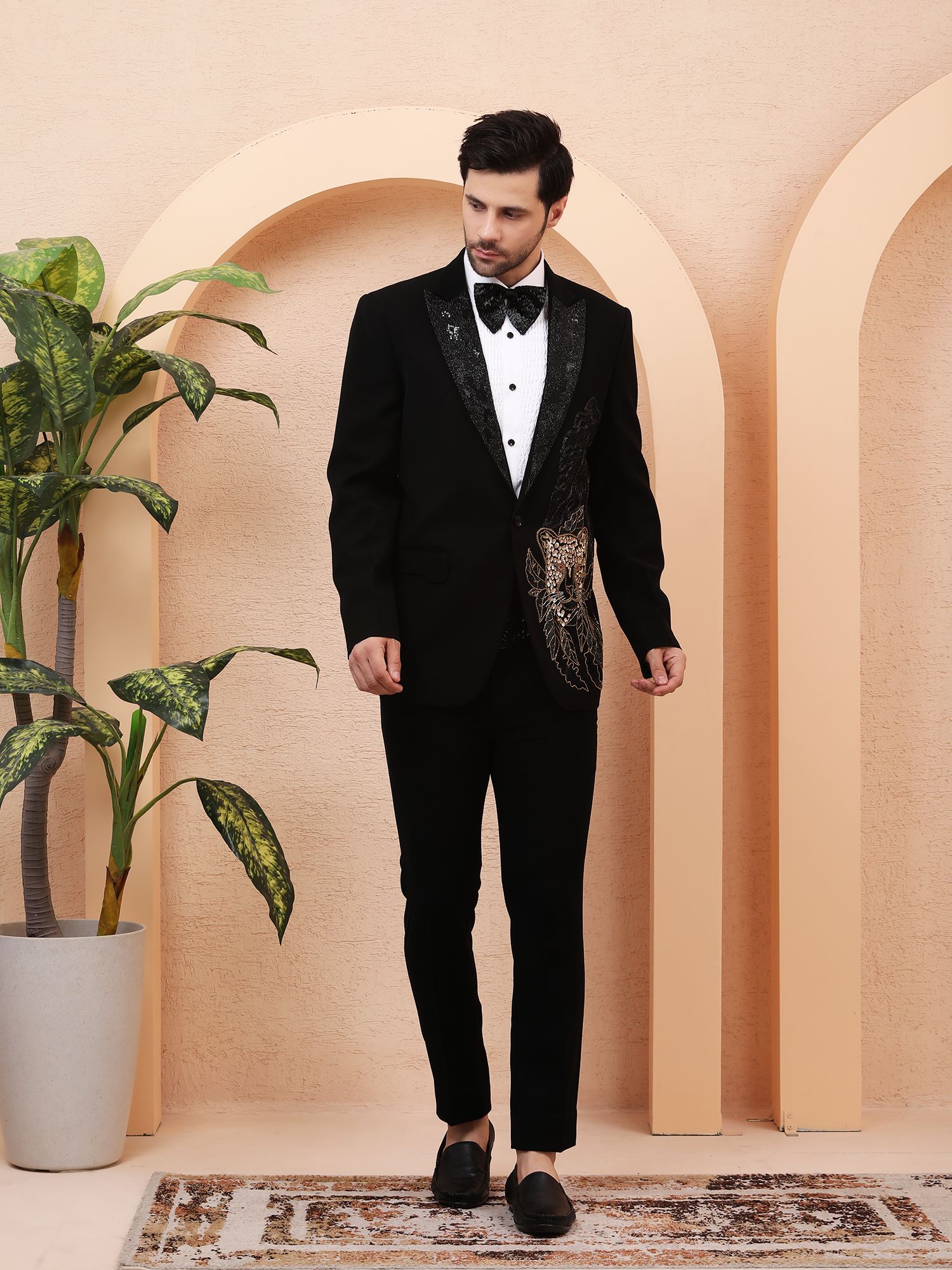 THE TIGER – HAND EMBROIDERED DESIGNER TUXEDO – BLACK