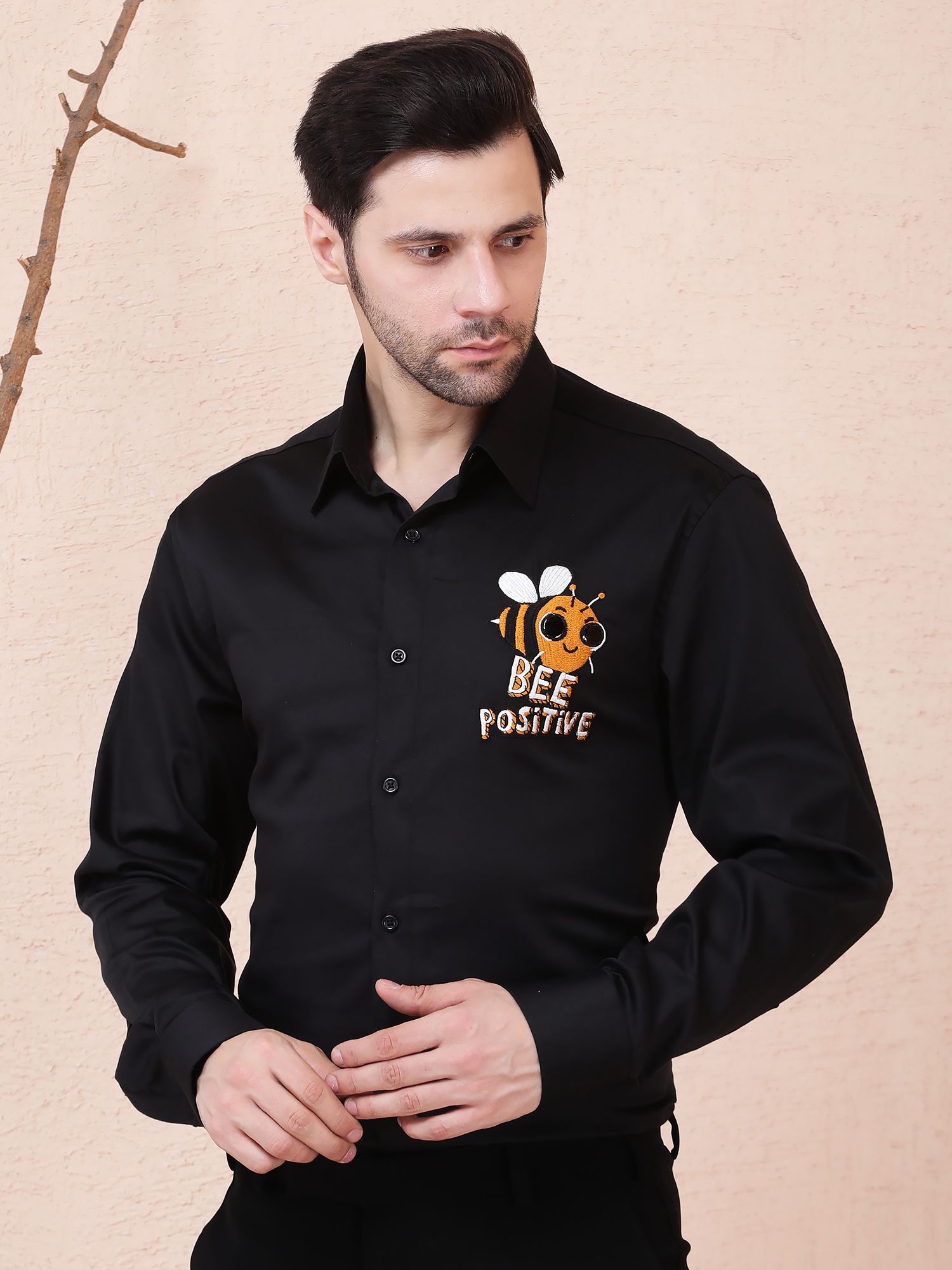 BEE POSITIVE BUZZ DESIGNER SHIRT – BLACK