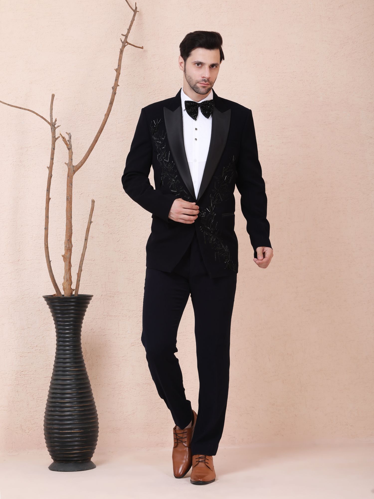 SHADOW MATRIX – HAND EMBROIDERED DESIGNER TUXEDO – BLACK