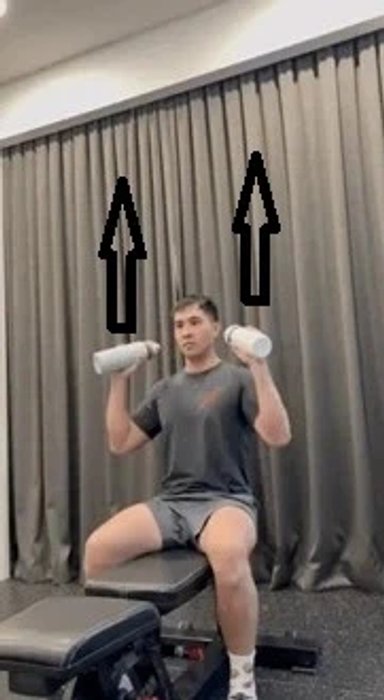 Overhead press with water bottles