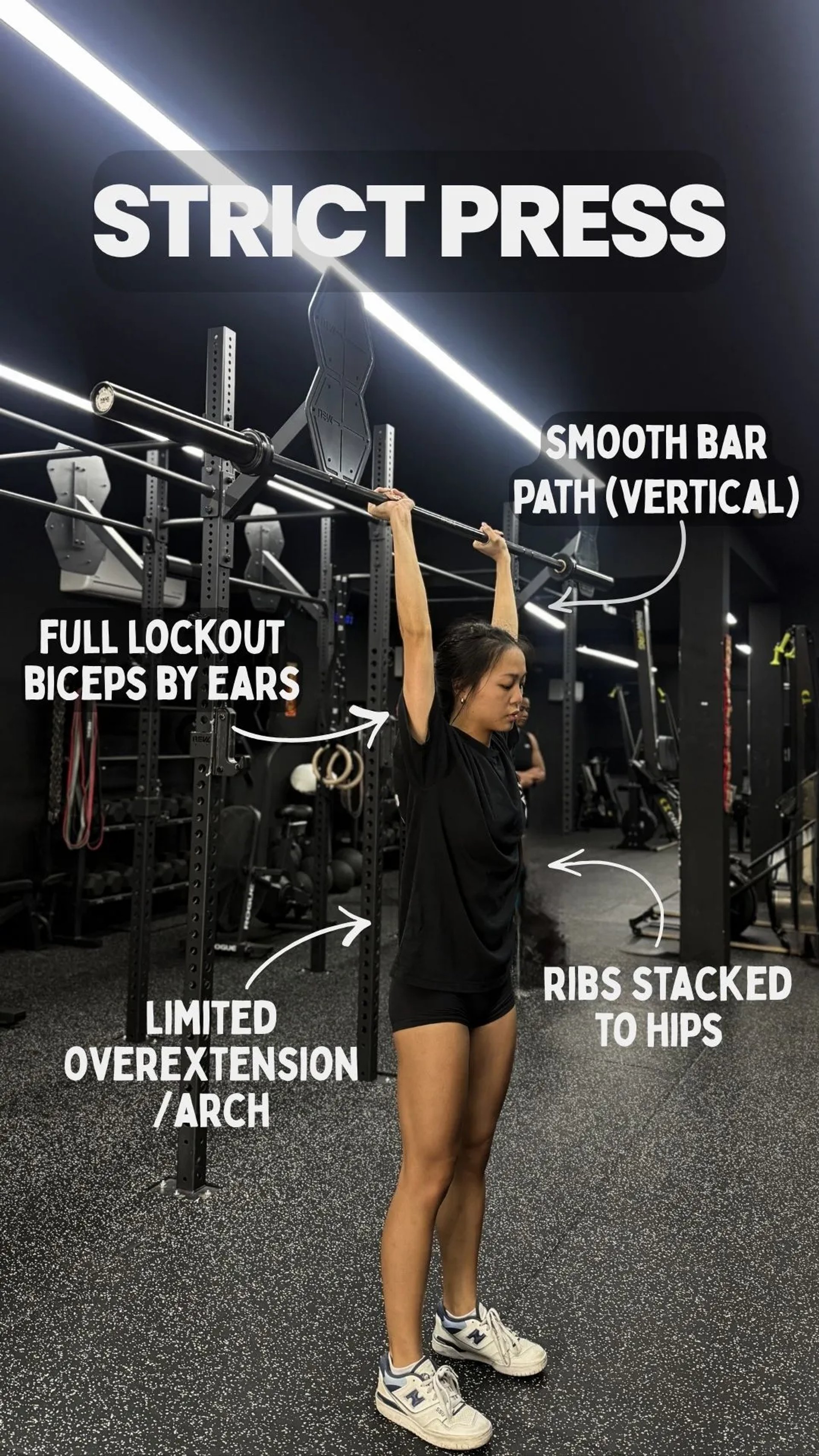 Claire demonstrating strict press with proper form