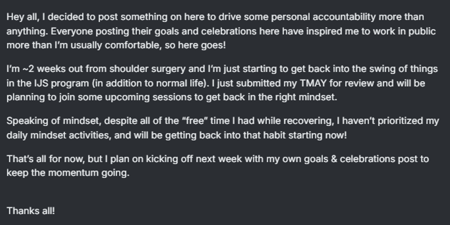 Back on the horse accountability post