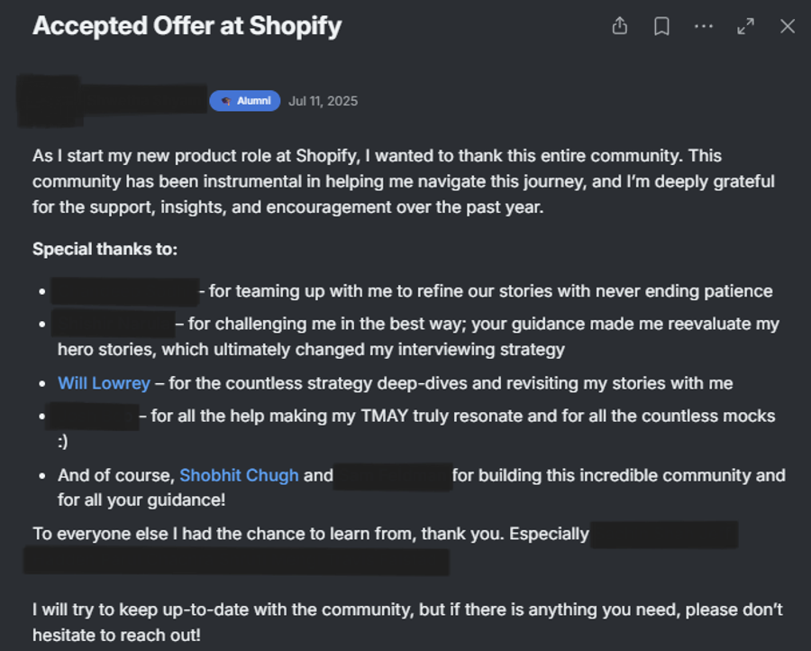 Accepted Offer at Shopify