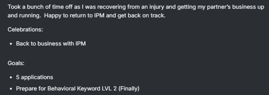 Return to IPM After Injury