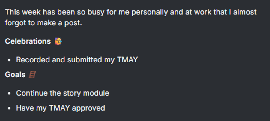 Recorded & Submitted TMAY