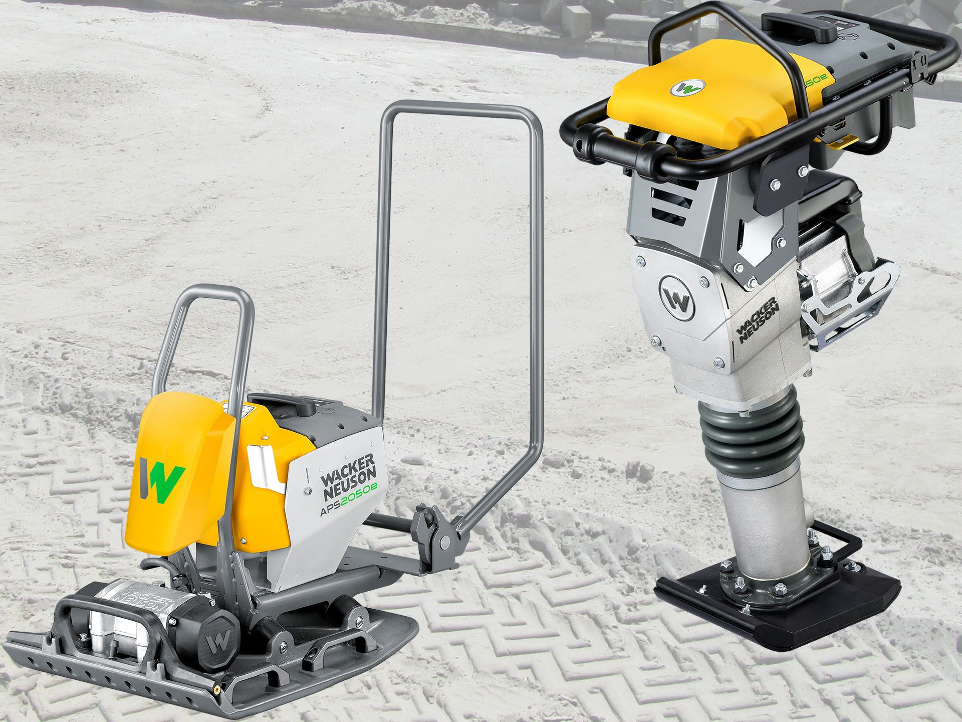 Trilplaat en trilstamper van Wacker Neuson