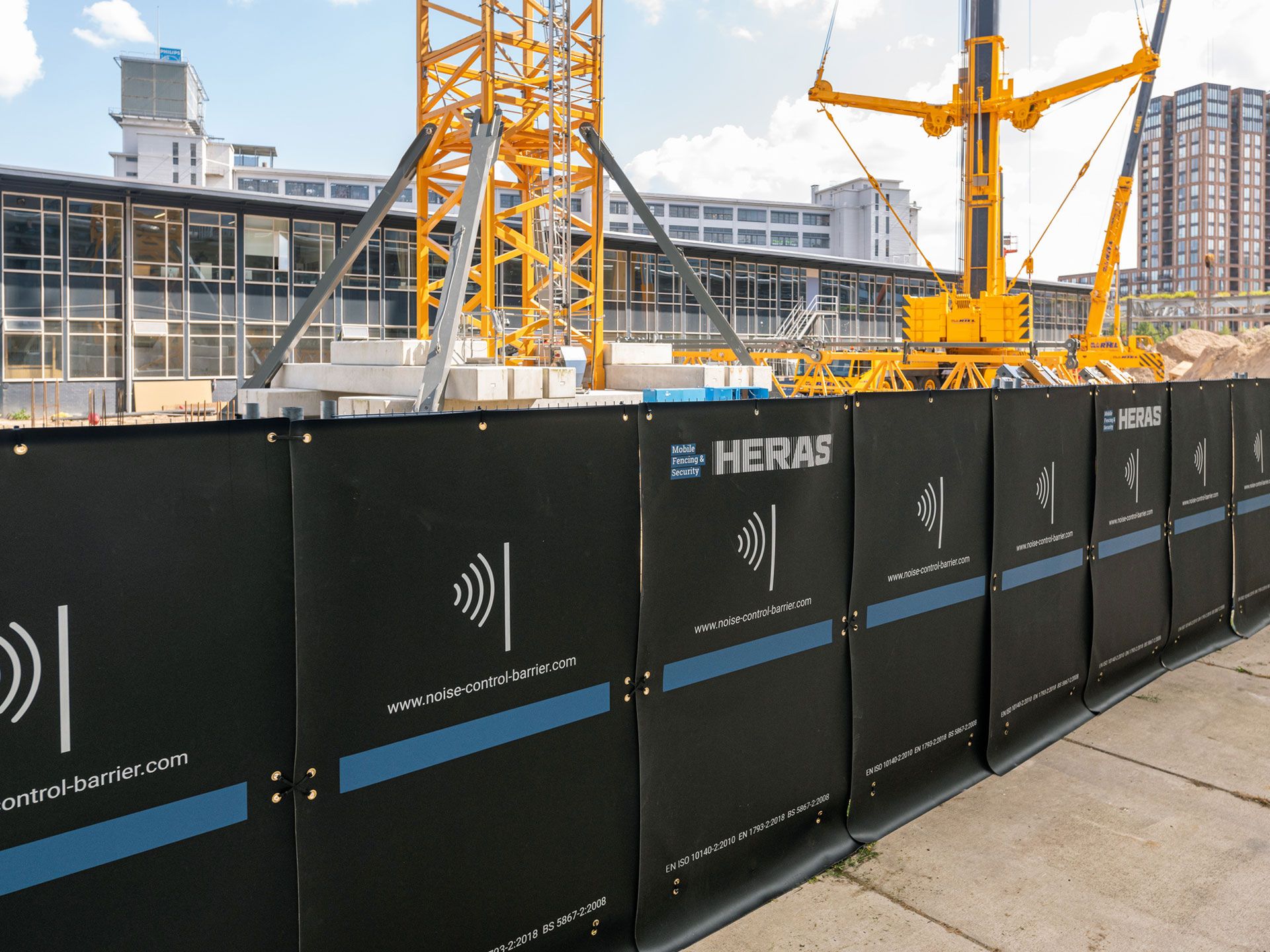 Bouwhekdoek Noise Control Barrier van Heras