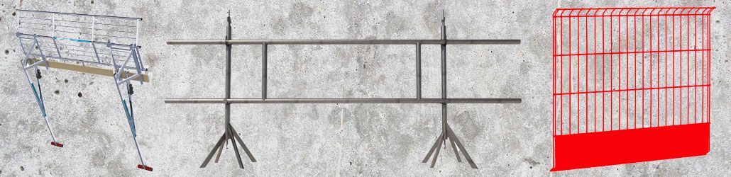 Verschillende vormen van dakrandbeveiliging op een rij