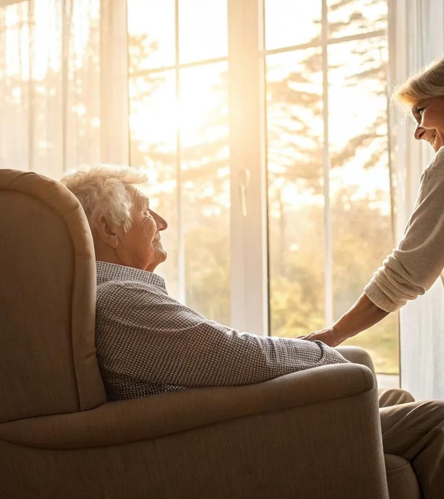An older adult discussing chronic pain support with a care advocate