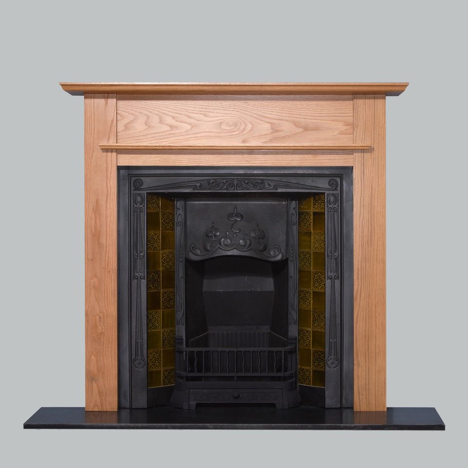 Wooden surround with original tiled insert