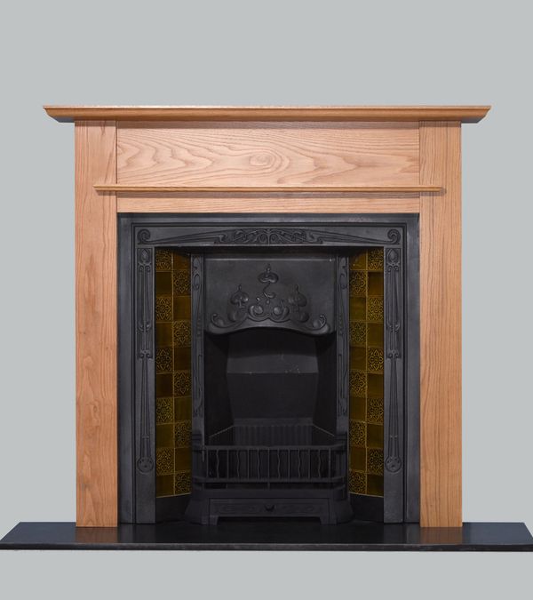 Wooden surround with original tiled insert