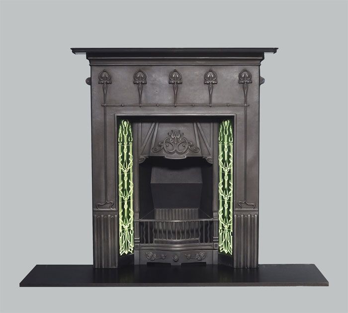 Cast iron combi with green tiles