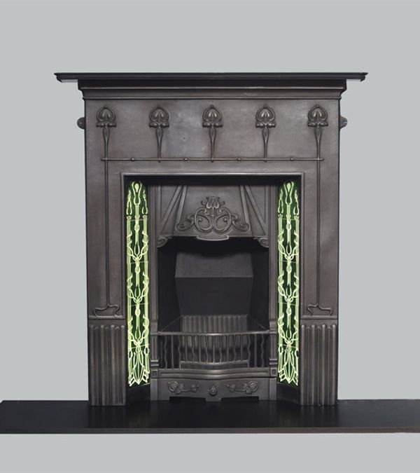 Cast iron combi with green tiles