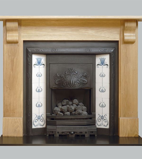 Oak Surround with tiled insert