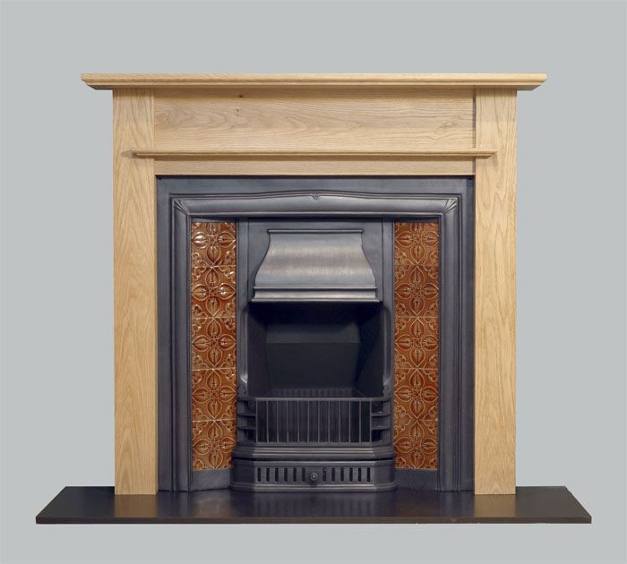 Oak surround twin shelf with tiled insert