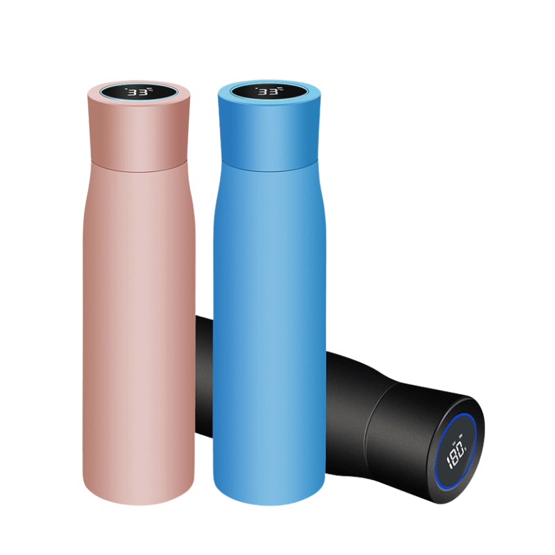 Stainless steel smart insulated water bottle with UVC sterilization and temperature display, ideal for custom branding and gifts