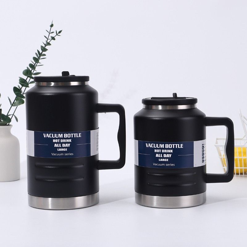 Black insulated water jug with handle