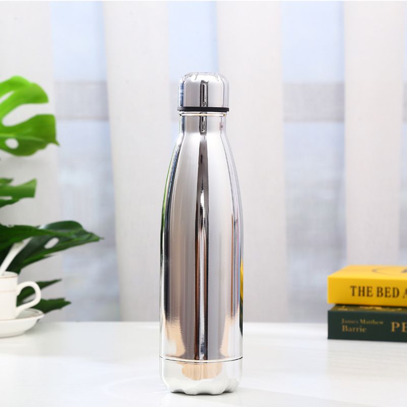 Silver electroplated 17oz cola-shaped stainless steel vacuum bottle