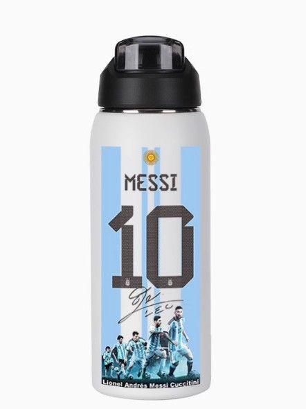 custom UV printed football player number design insulated stainless steel water bottle