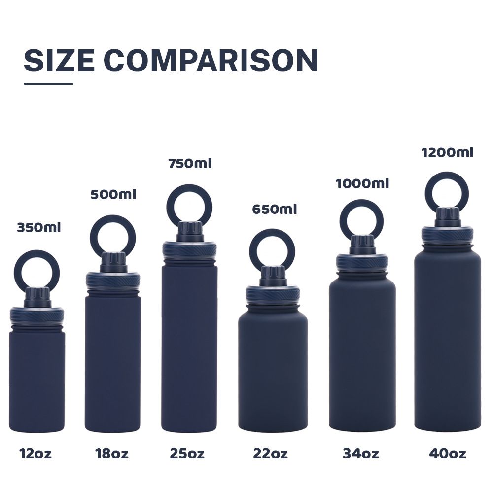 Stainless steel water bottles in multiple sizes