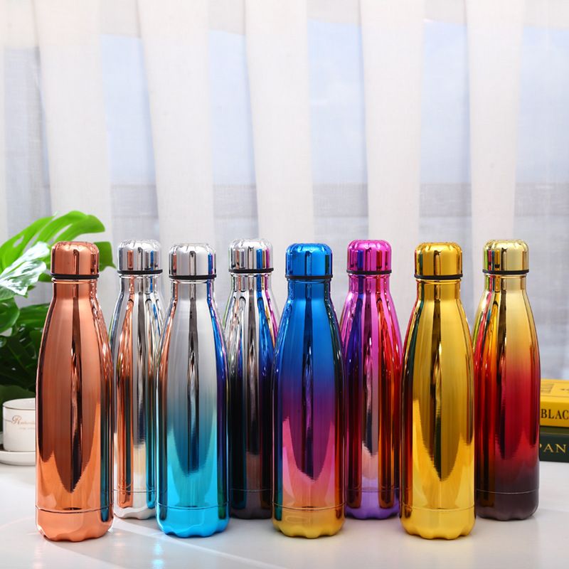 Assorted color electroplated 17oz cola-shaped insulated bottles group photo