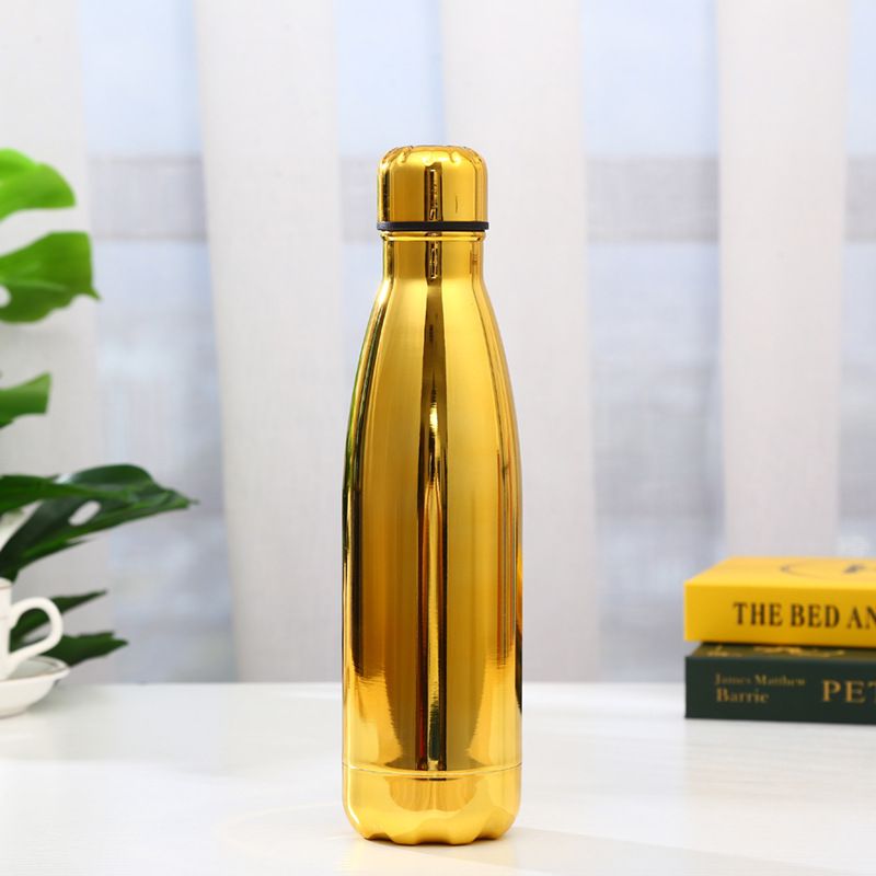 Gold electroplated 17oz cola-shaped stainless steel insulated bottle