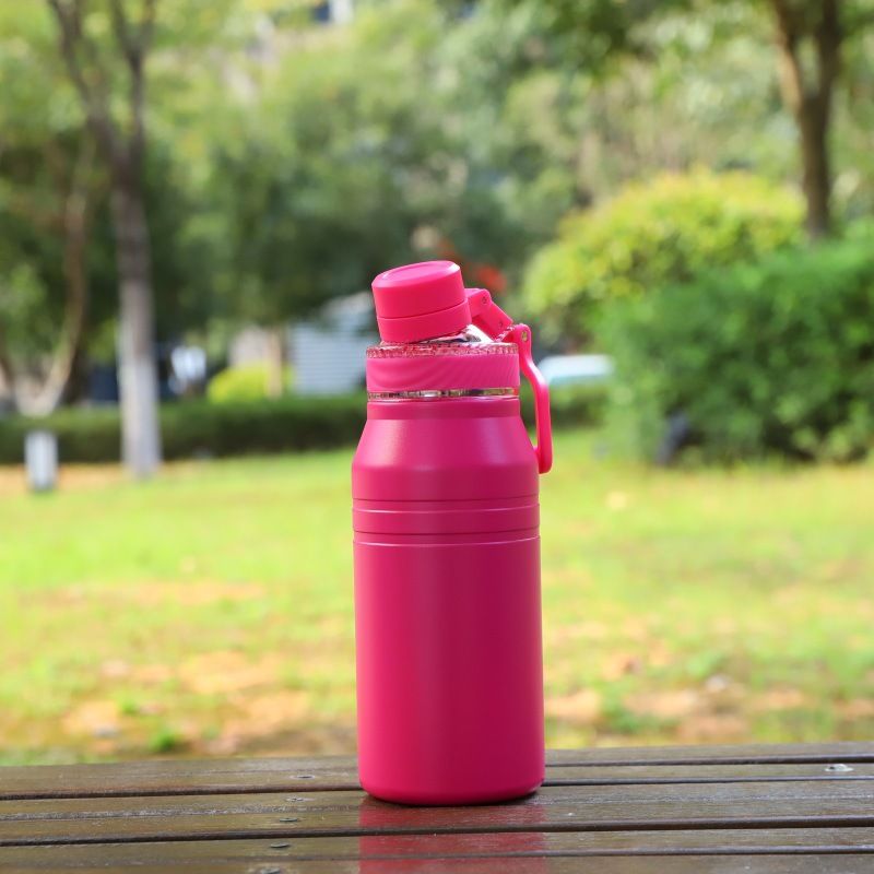 pink stainless steel insulated bottle with flip spout lid