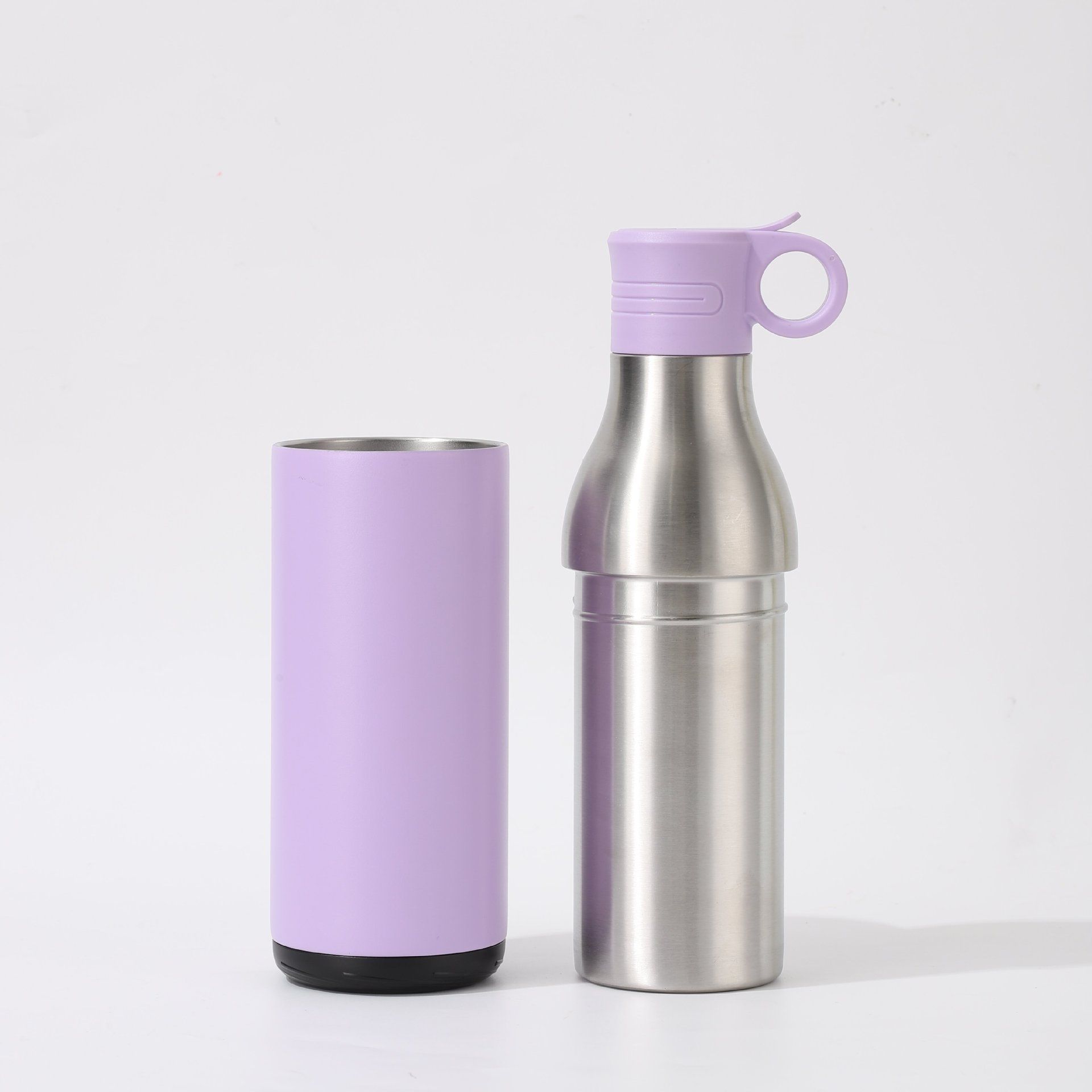 2-in-1 set detachable can cooler sleeve cup + vacuum insulated water bottle (lavender)