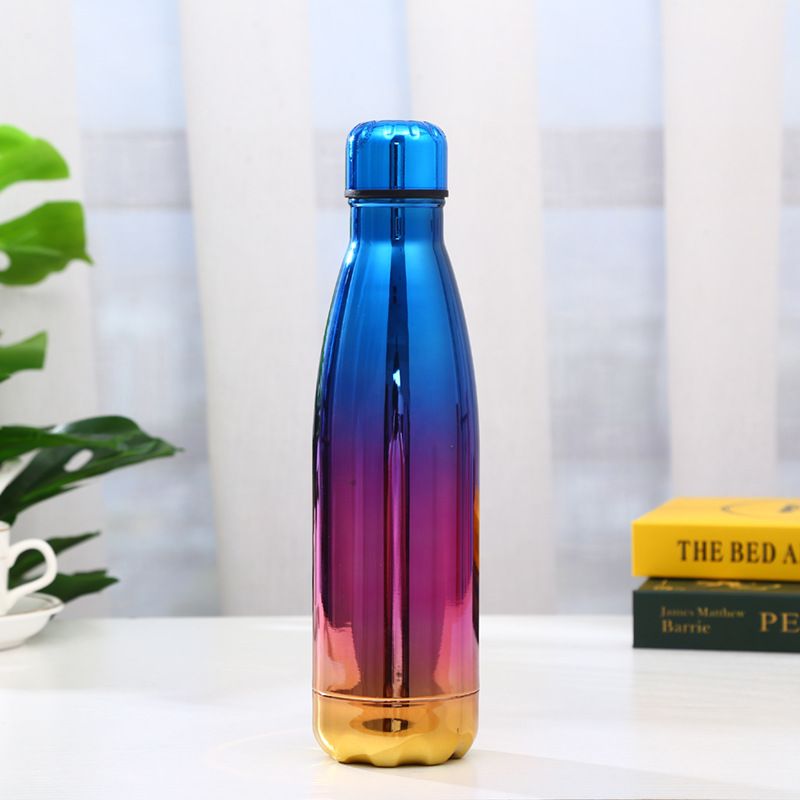 Blue-to-purple electroplated 17oz cola-shaped insulated bottle