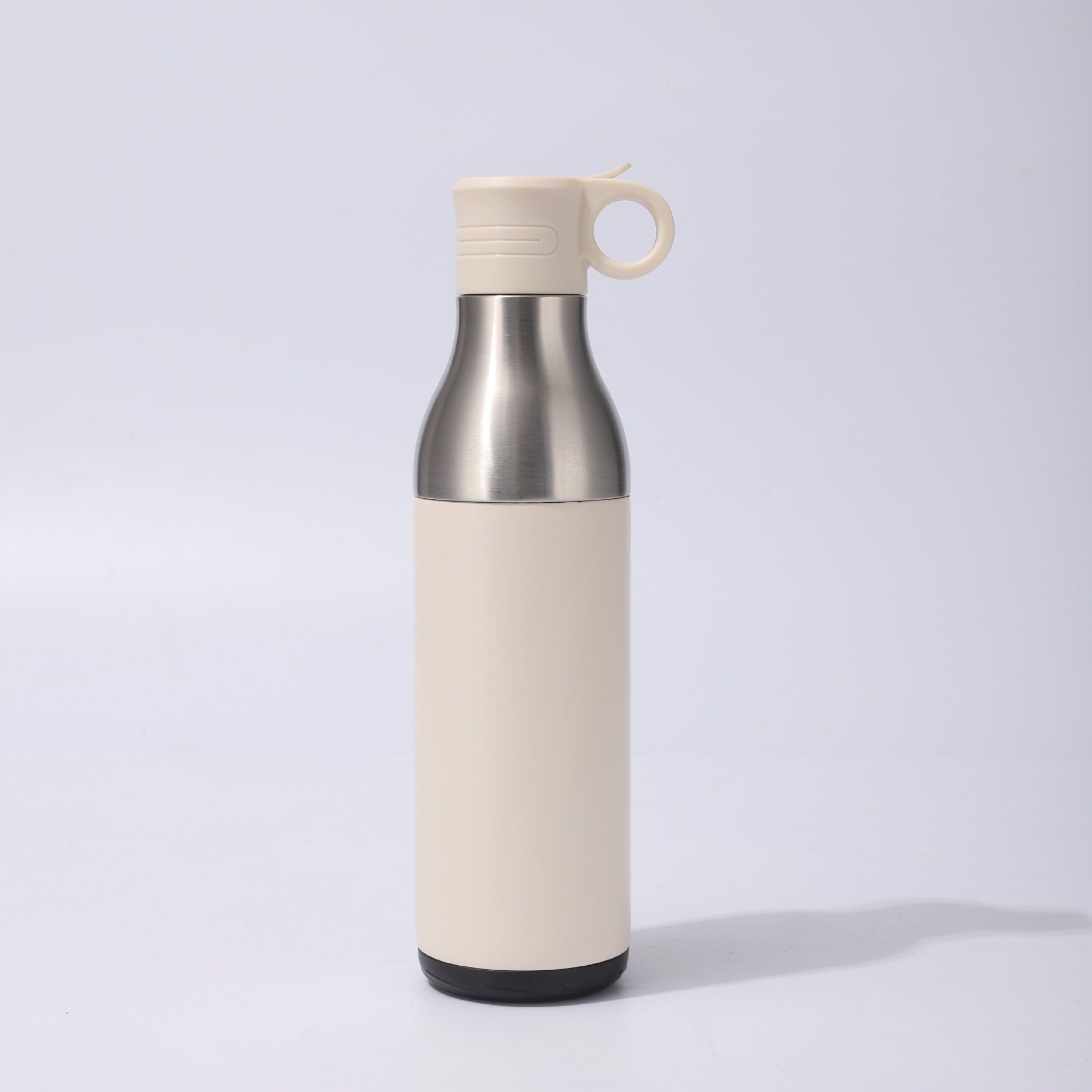 2-in-1 insulated water bottle with spout lid and carry ring (beige)