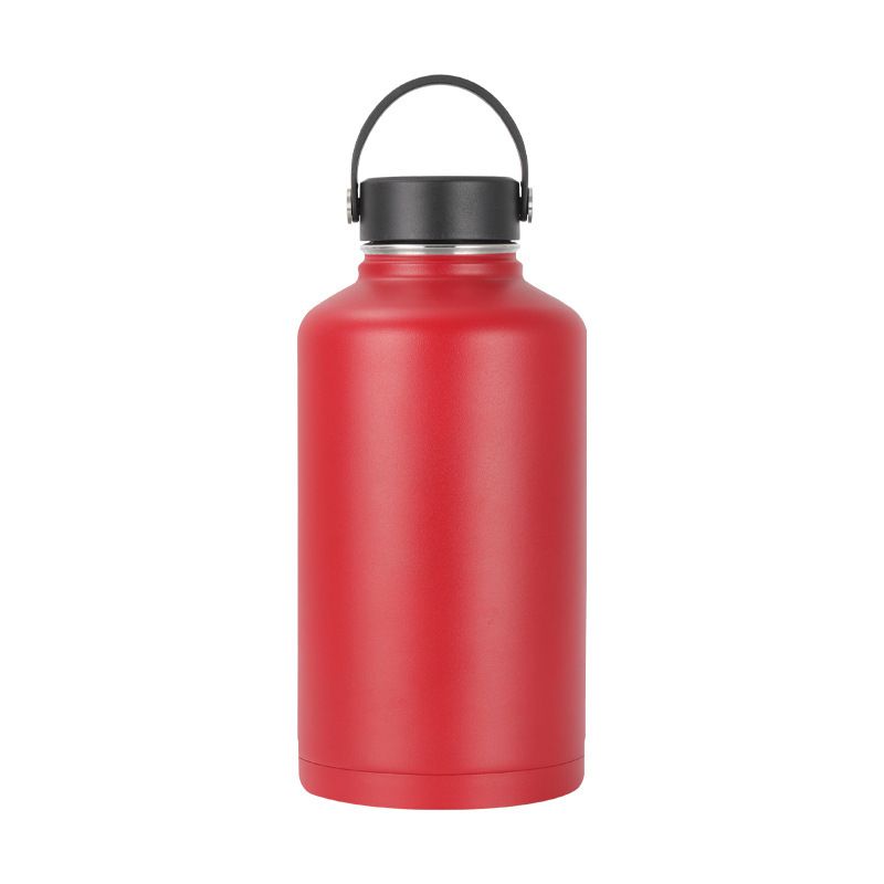 Red insulated stainless steel sports water bottle 64oz for wholesale customization