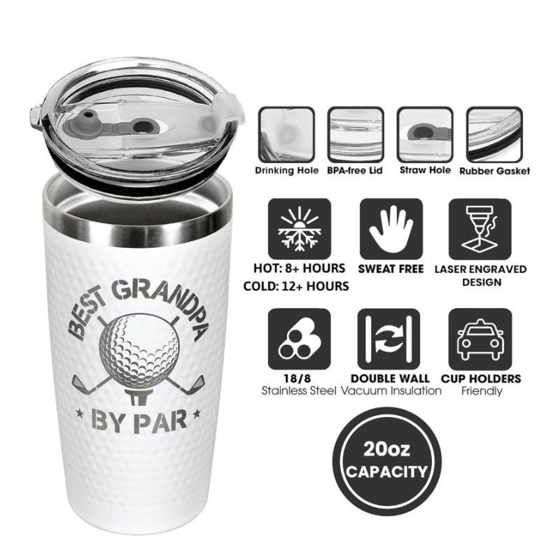 customizable golf-style tumbler with logo printing options