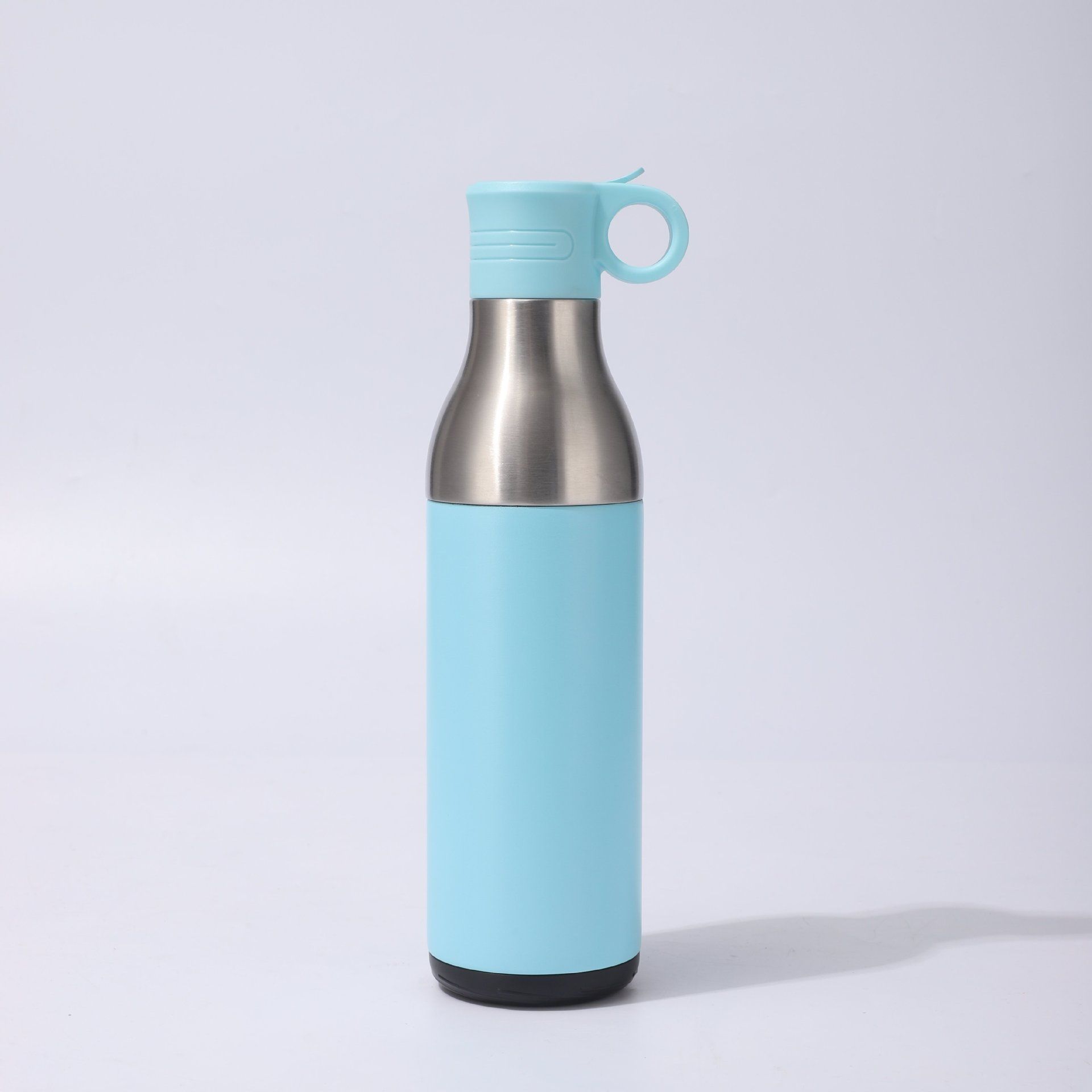 2-in-1 insulated water bottle with spout lid and carry ring (light blue)