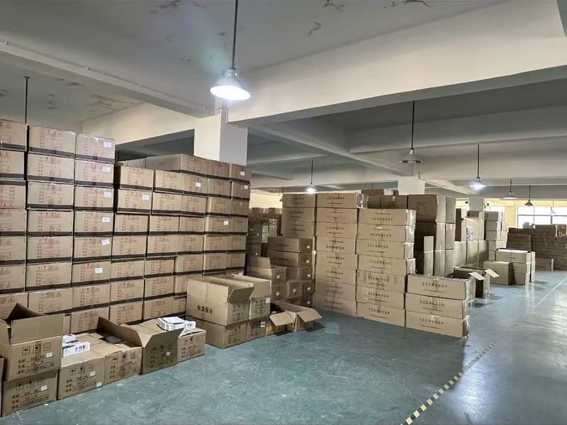 Factory warehouse with bulk cartons organized for storage and shipment