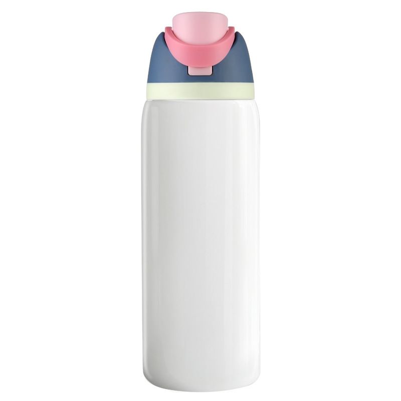 32oz Insulated Water Bottle – Pink Color, Hidden Straw, Flip-Top Lid