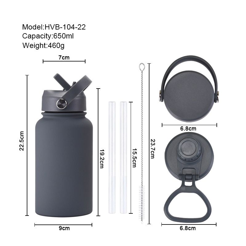 Three interchangeable lids set – spout lid, straw lid and handle lid for stainless steel