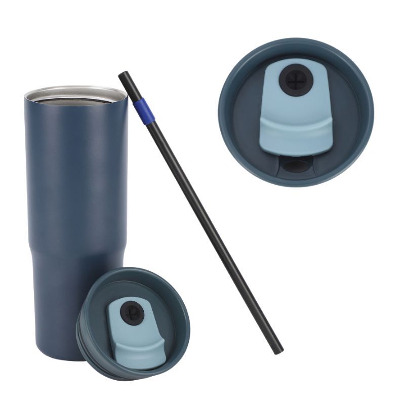 40oz stainless steel tumbler lid and straw detail