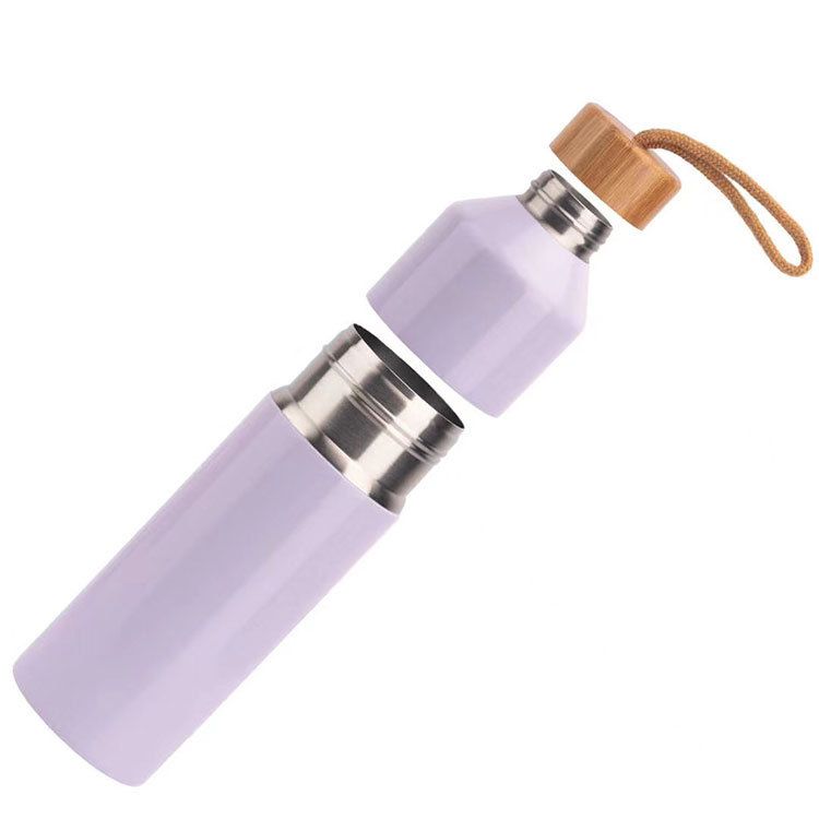Detachable Stainless Steel Insulated Bottle with Wooden Lid