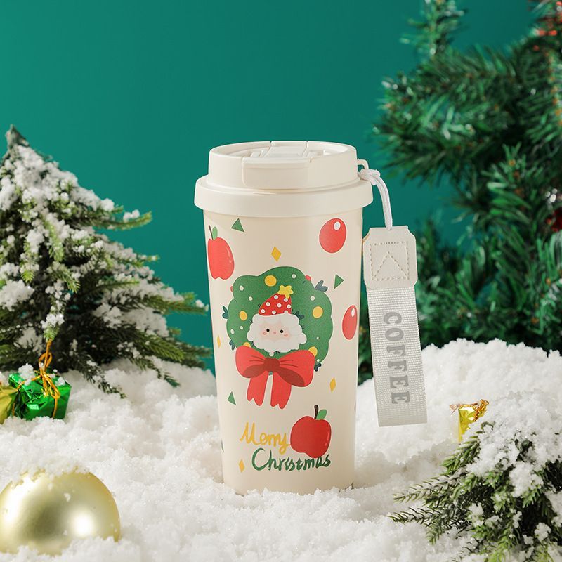 17oz Christmas Coffee Tumbler with Dual-Drinking Lid