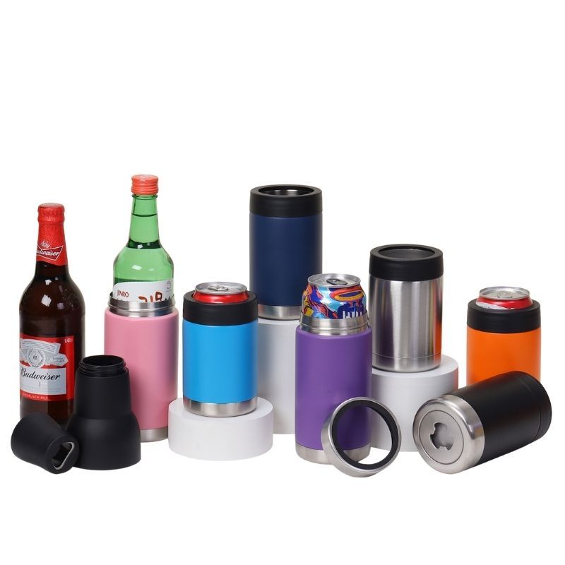 can cooler display – various sizes and colors holding cans and bottles